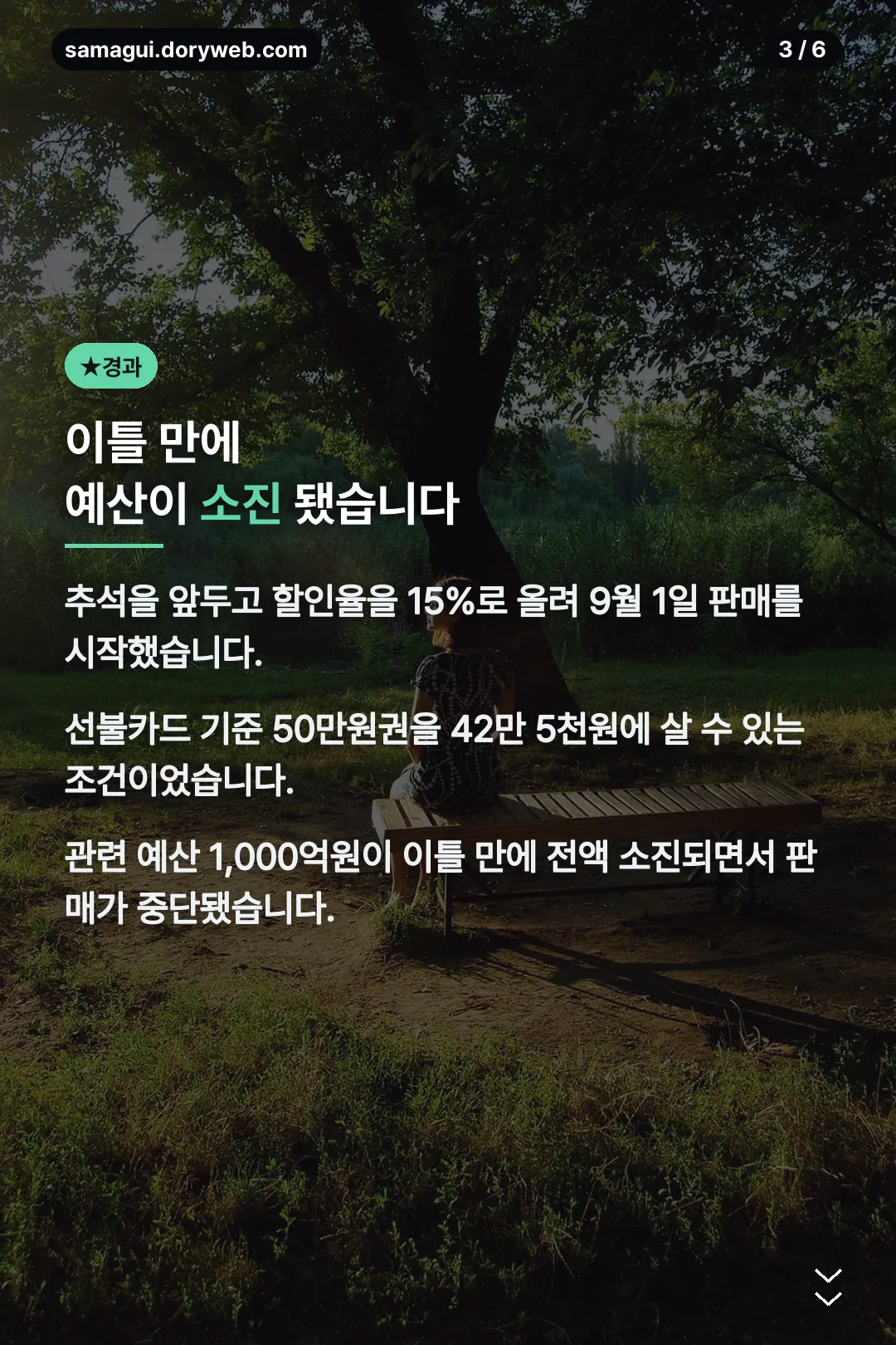 이틀 만에 소진된 경과