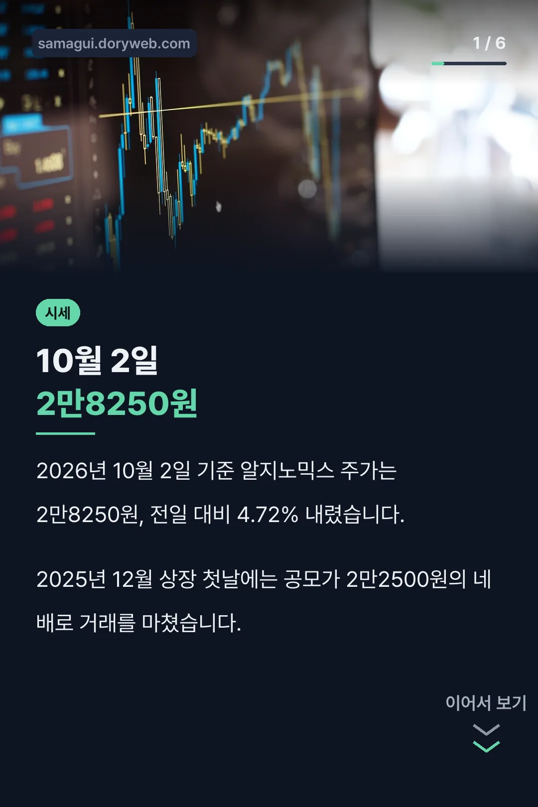 알지노믹스 10월 2일 시세
